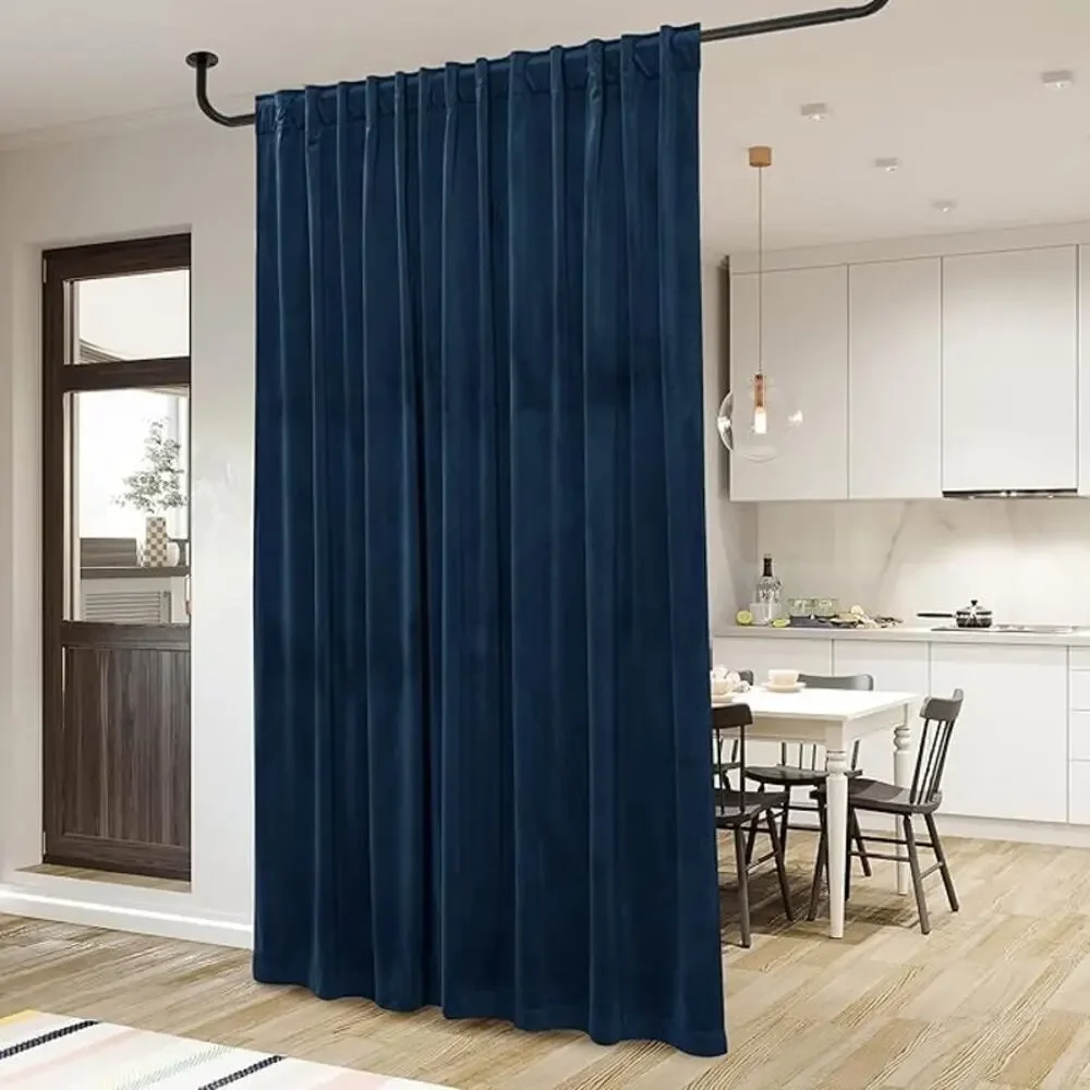 Navy Blue Velvet Curtain Blackout Backdrop Curtains W100 x L84 1 Panel